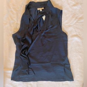NWT navy blue sleeveless top with cute tie in front